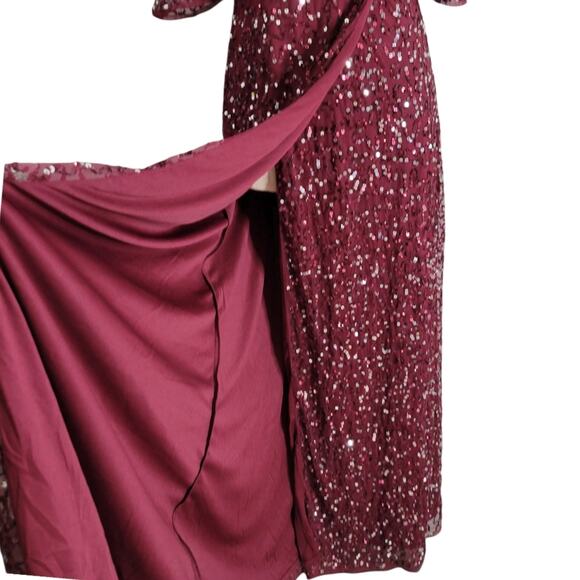 Maya Bridesmaid Delicate Sequin Wrap Maxi Dress in Wine Size 2 - Picture 7 of 13